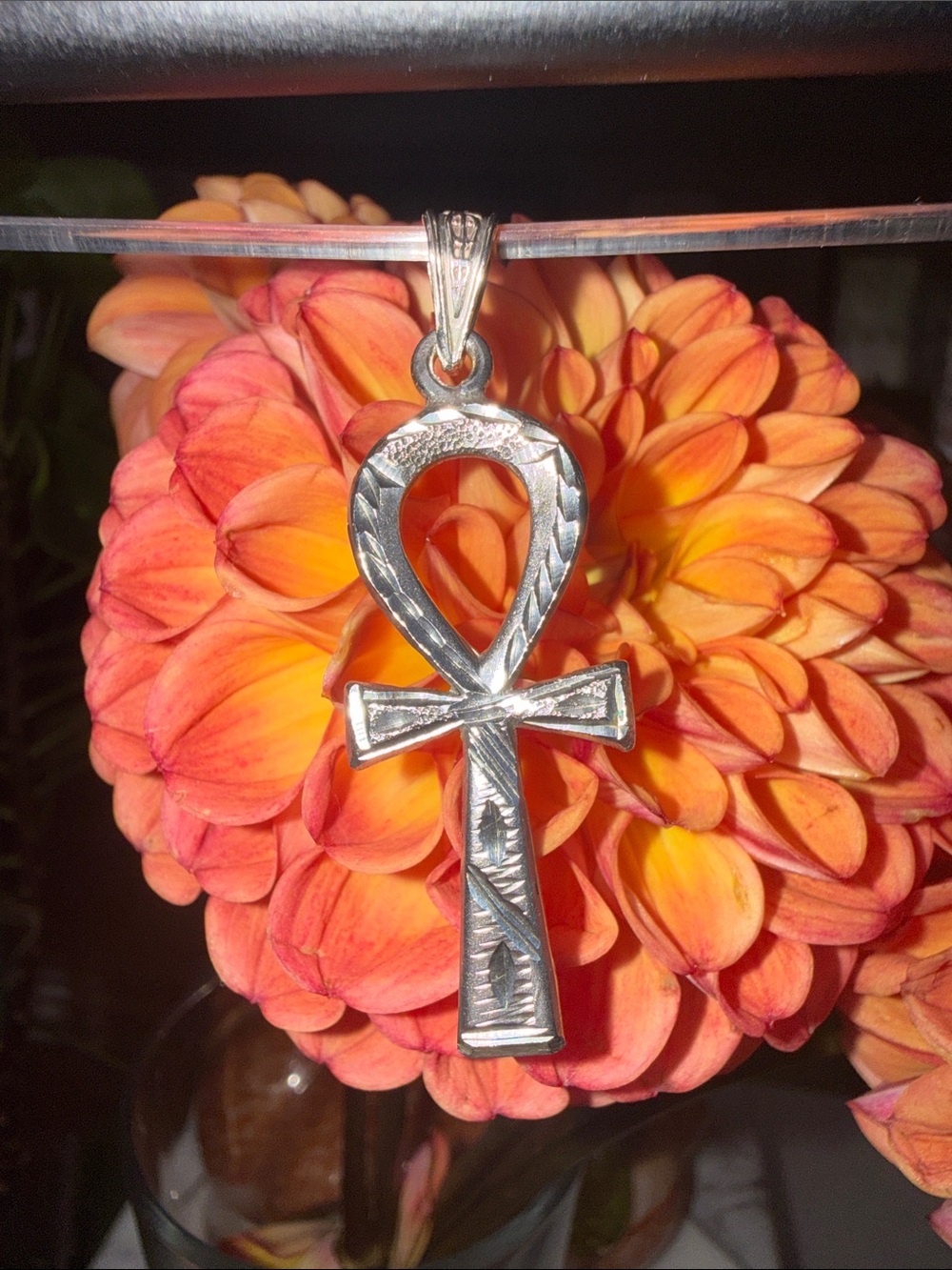 Sterling Silver Ankh Pendant Necklace - Silver